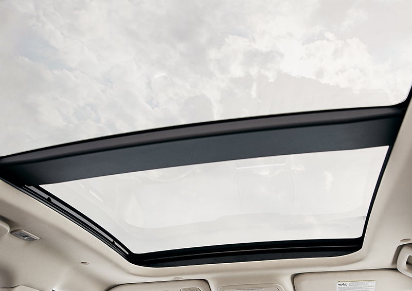 The available panoramic Vista Roof® is shown from inside a 2024 Lincoln Corsair® SUV. | Crossroads Lincoln of Southern Pines in Southern Pines NC